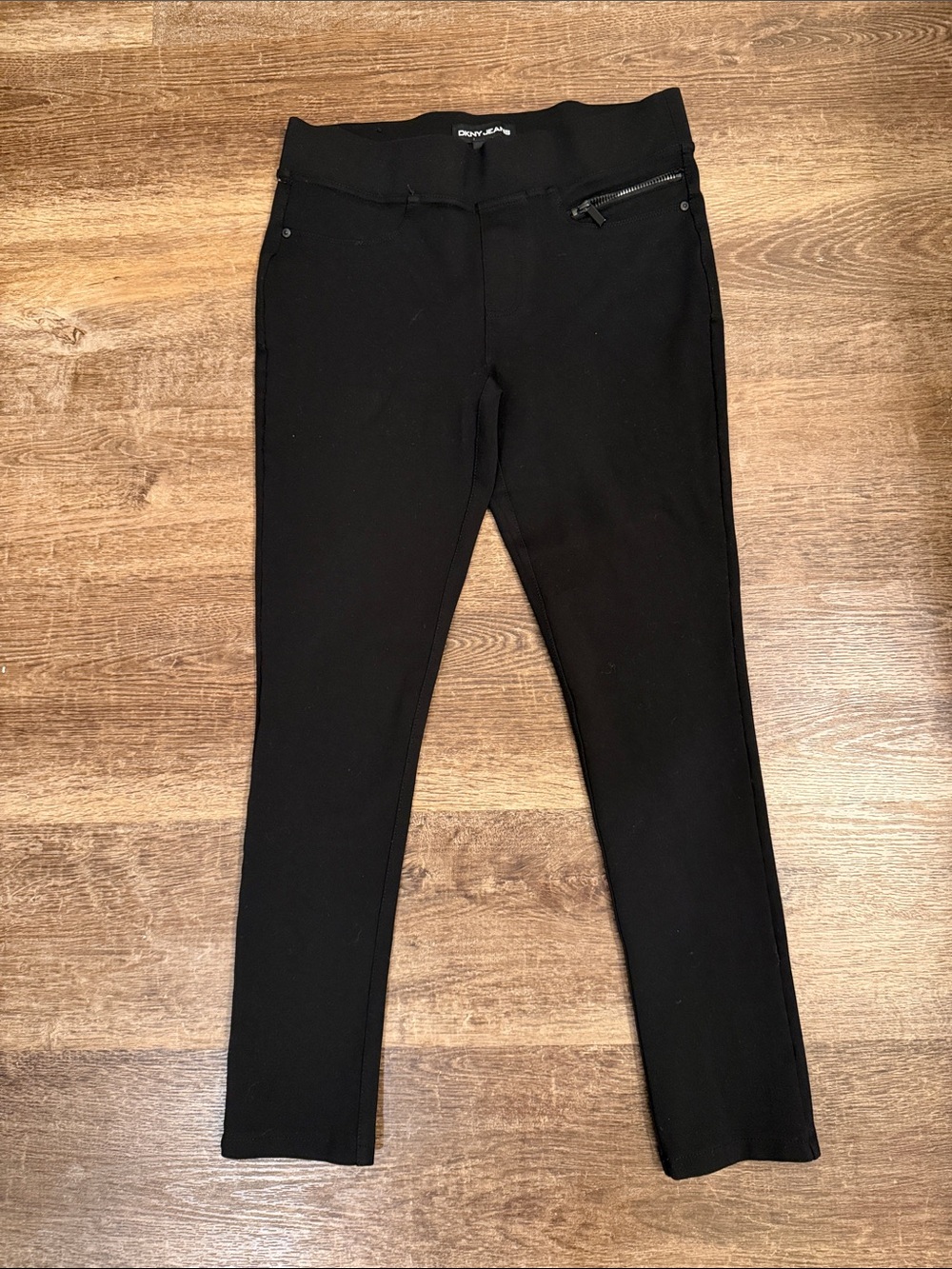 DKNY Black Ponte Skinny Pants with Zip Pocket